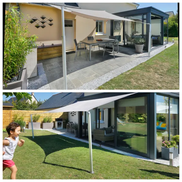 Fixation voile d'ombrage sur véranda et terrasse Gard&Rock