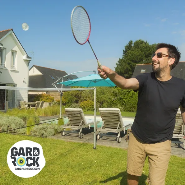 Gard&Rock Badmintonpfosten für den Garten, höhenverstellbar für das Spiel im Freien