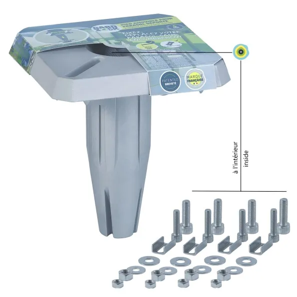 Abnehmbarer versetzter Sonnenschirm-Verankerungssatz, der am Boden von Gard & Rock angeschraubt ist