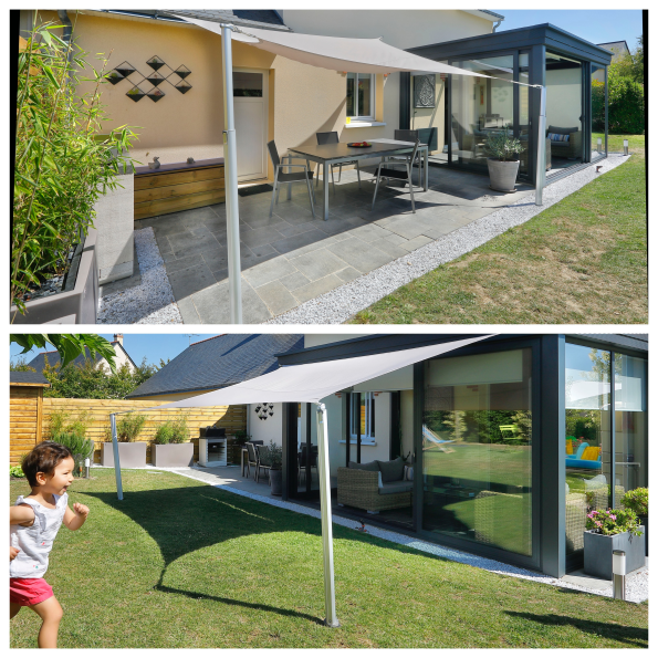 Fixing Schatten Segel auf Veranda und Gard & Rock Terrasse