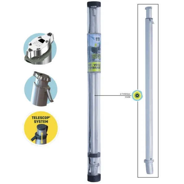 Alupfosten für Sonnensegel mit Schutzhülle, einfach zu verstauen